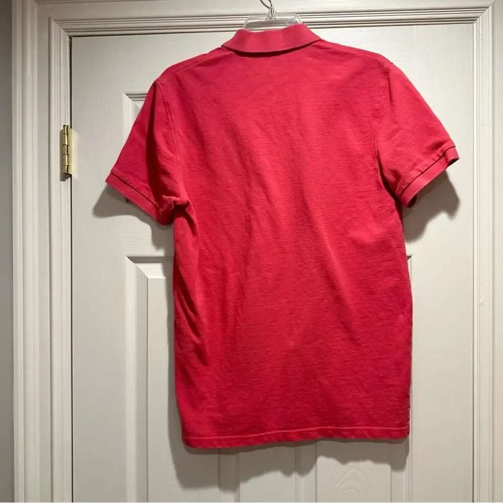 J Crew Slim Fit Pique Golf Polo 15413 100% Cotton Nantucket Red Mens MEDIUM